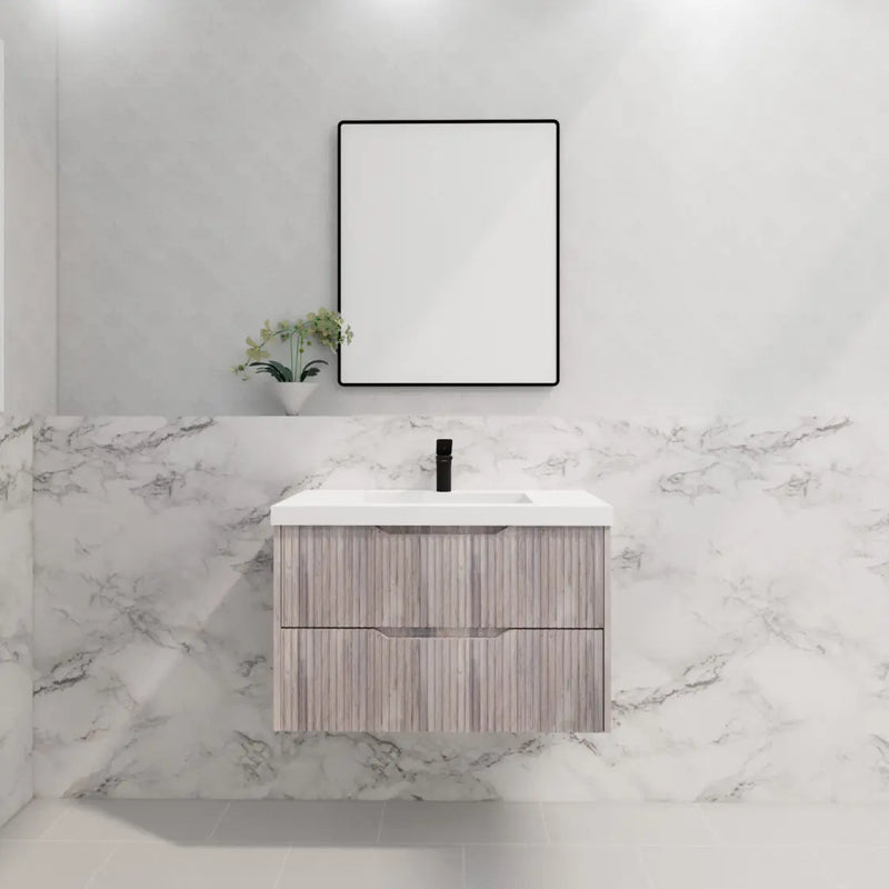 ABS Riva - Riva Bali Wall Hung Vanity 900mm - White Oak - Aqualux Bathrooms