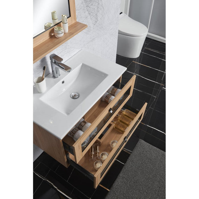 Belbagno Manhattan Wall Hung Vanity 800mm - White Oak