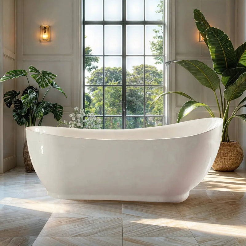 ABS Riva - Riva Bella Freestanding Bathtub 1500mm - Gloss White - Aqualux Bathrooms