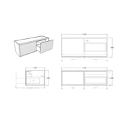 Bellevue Wall Hung Standard Vanity 1200 (Coastal Oak) - Aqualux Bathrooms- Poseidon