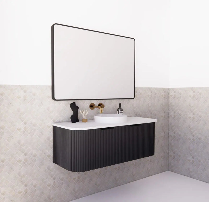 ABS Riva - Riva Bergen Wall Hung Single Bowl Vanity 1200mm - Matt Black - Aqualux Bathrooms