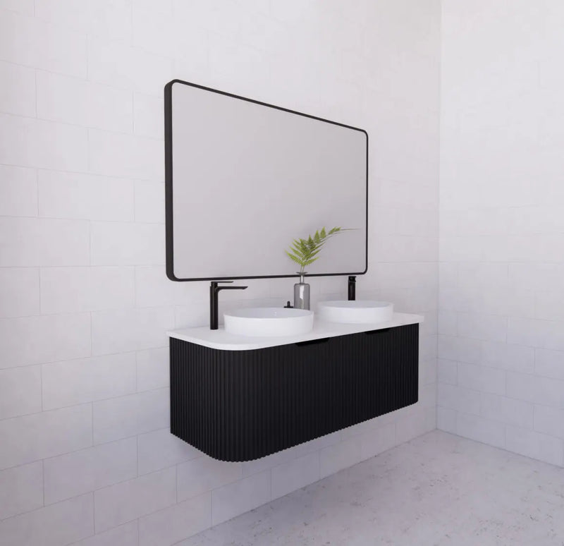 ABS Riva - Riva Bergen Wall Hung Double Bowl Vanity 1200mm - Matt Black - Aqualux Bathrooms