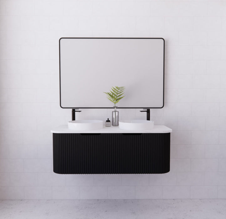 Riva Bergen Wall Hung Double Bowl Vanity 1200mm - Matt Black