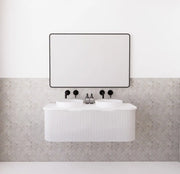 ABS Riva - Riva Bergen Wall Hung Double Bowl Vanity 1200mm - Matt White - Aqualux Bathrooms