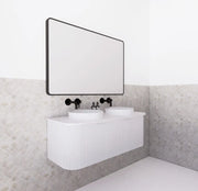 ABS Riva - Riva Bergen Wall Hung Double Bowl Vanity 1200mm - Matt White - Aqualux Bathrooms