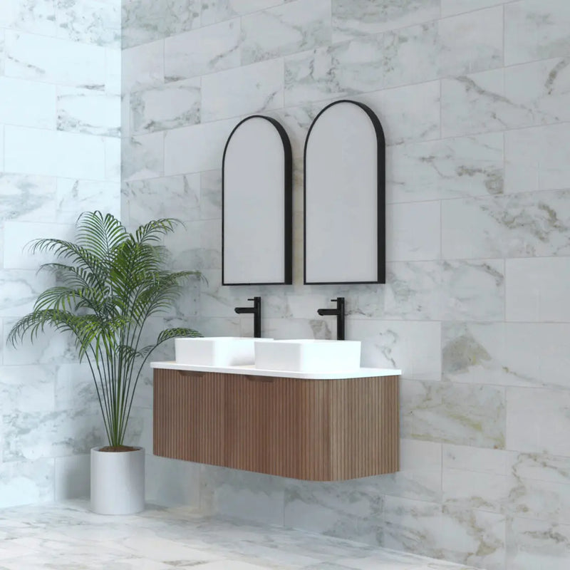 ABS Riva - Riva Bergen Wall Hung Double Bowl Vanity 1200mm - Solid Timber - Aqualux Bathrooms
