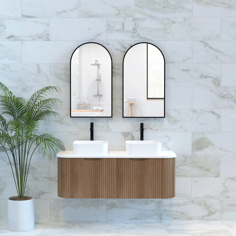 ABS Riva - Riva Bergen Wall Hung Double Bowl Vanity 1200mm - Solid Timber - Aqualux Bathrooms