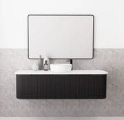 ABS Riva - Riva Bergen Wall Hung Single Bowl Vanity 1500mm - Matt Black - Aqualux Bathrooms