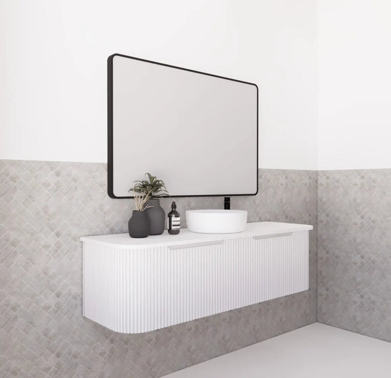 ABS Riva - Riva Bergen Wall Hung Single Bowl Vanity 1500mm - Matt White - Aqualux Bathrooms