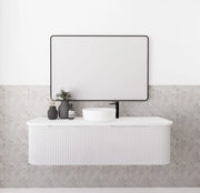 ABS Riva - Riva Bergen Wall Hung Single Bowl Vanity 1500mm - Matt White - Aqualux Bathrooms