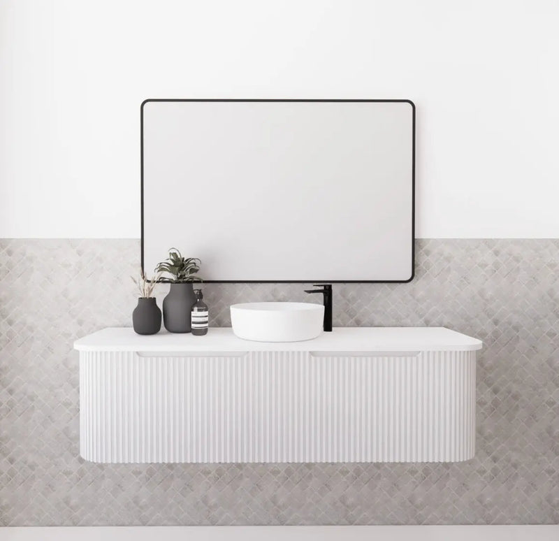 ABS Riva - Riva Bergen Wall Hung Single Bowl Vanity 1500mm - Matt White - Aqualux Bathrooms