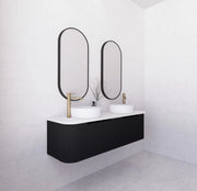 ABS Riva - Riva Bergen Wall Hung Double Bowl Vanity 1500mm - Matt Black - Aqualux Bathrooms