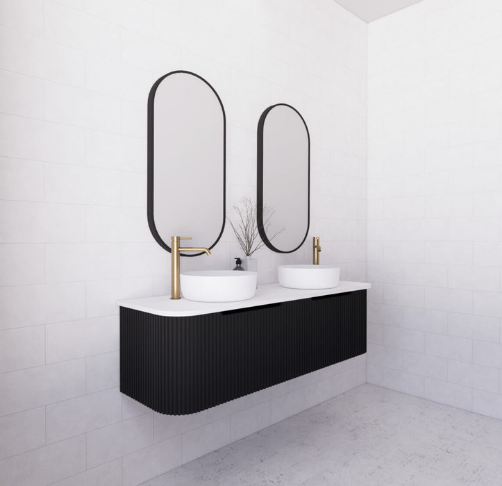 Riva Bergen Wall Hung Double Bowl Vanity 1500mm - Matt Black