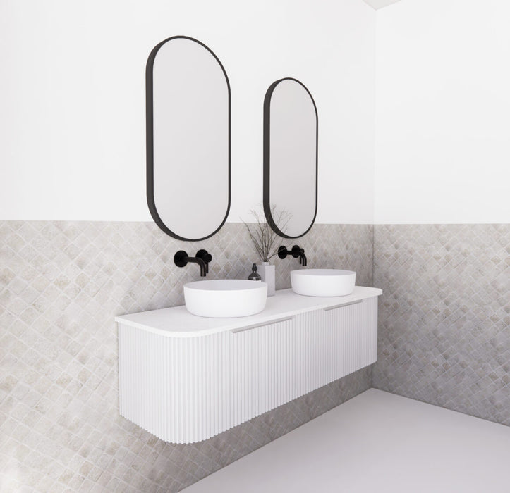 Riva Bergen Wall Hung Double Bowl Vanity 1500mm - Matt White