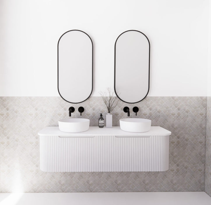 Riva Bergen Wall Hung Double Bowl Vanity 1500mm - Matt White