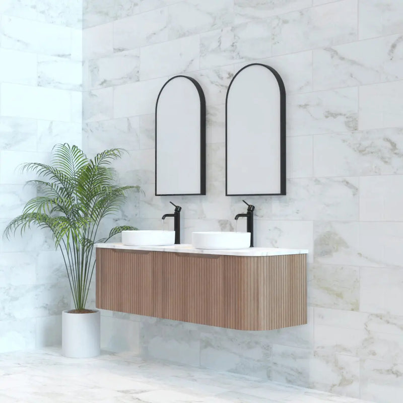 ABS Riva - Riva Bergen Wall Hung Double Bowl Vanity 1500mm - Solid Timber - Aqualux Bathrooms