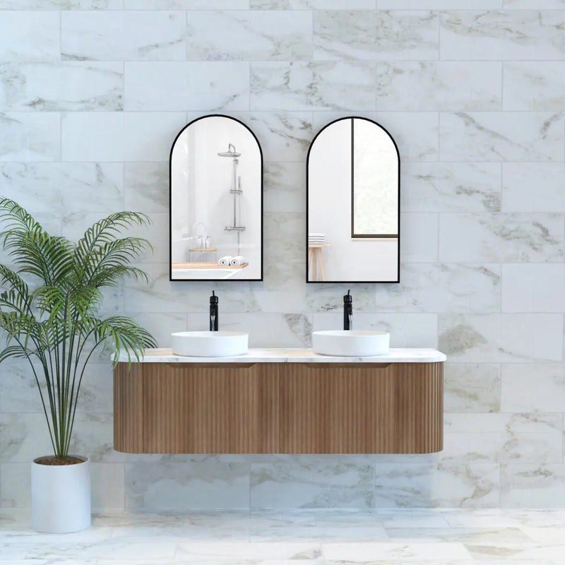 ABS Riva - Riva Bergen Wall Hung Double Bowl Vanity 1500mm - Solid Timber - Aqualux Bathrooms