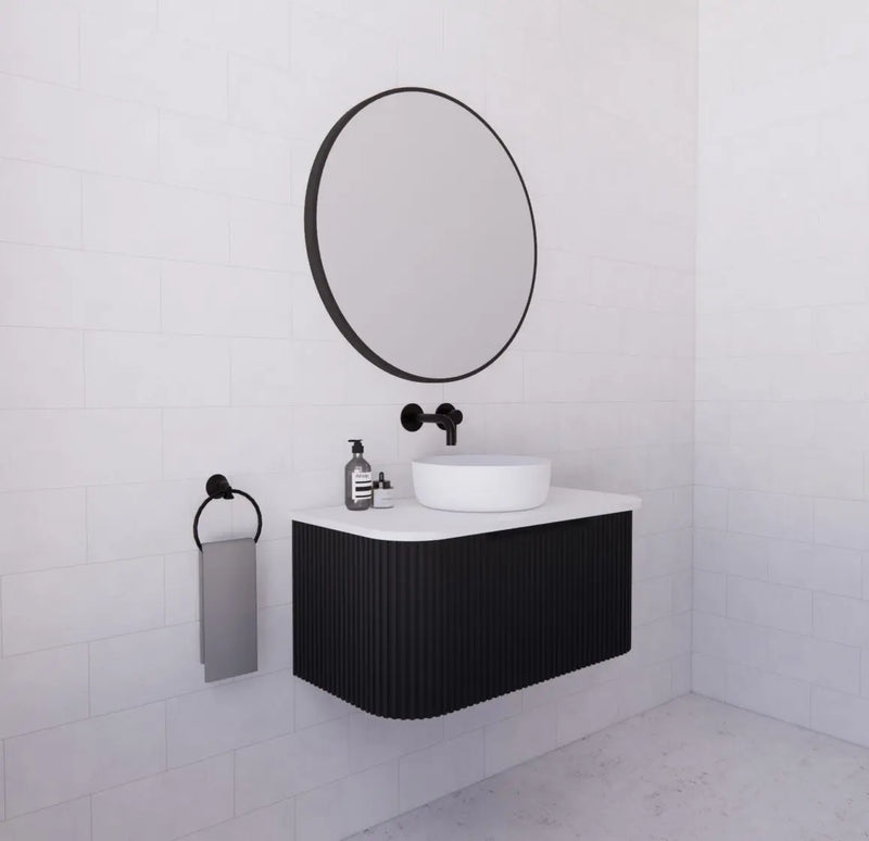 ABS Riva - Riva Bergen Wall Hung Vanity 900mm - Matte Black - Aqualux Bathrooms