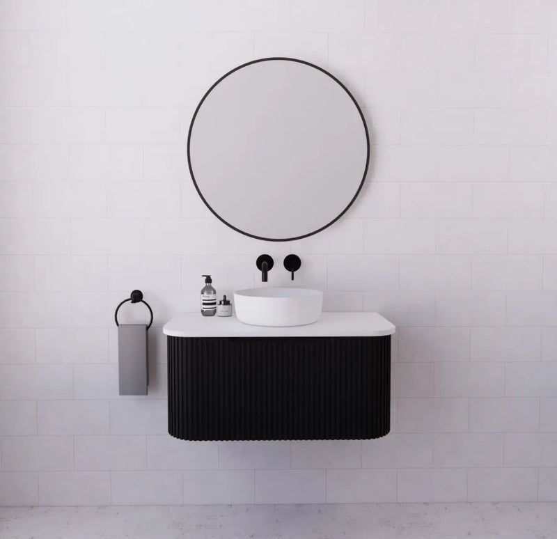 ABS Riva - Riva Bergen Wall Hung Vanity 900mm - Matte Black - Aqualux Bathrooms
