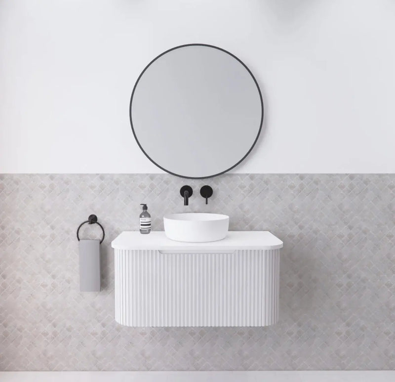 ABS Riva - Riva Bergen Wall Hung Vanity 900mm - Matte White - Aqualux Bathrooms