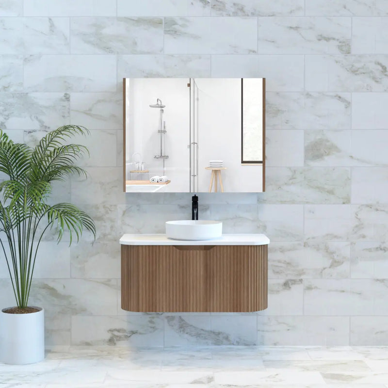 ABS Riva - Riva Bergen Wall Hung Vanity 900mm - Solid Timber - Aqualux Bathrooms