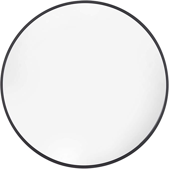 Round Black Frame Mirror 600mm