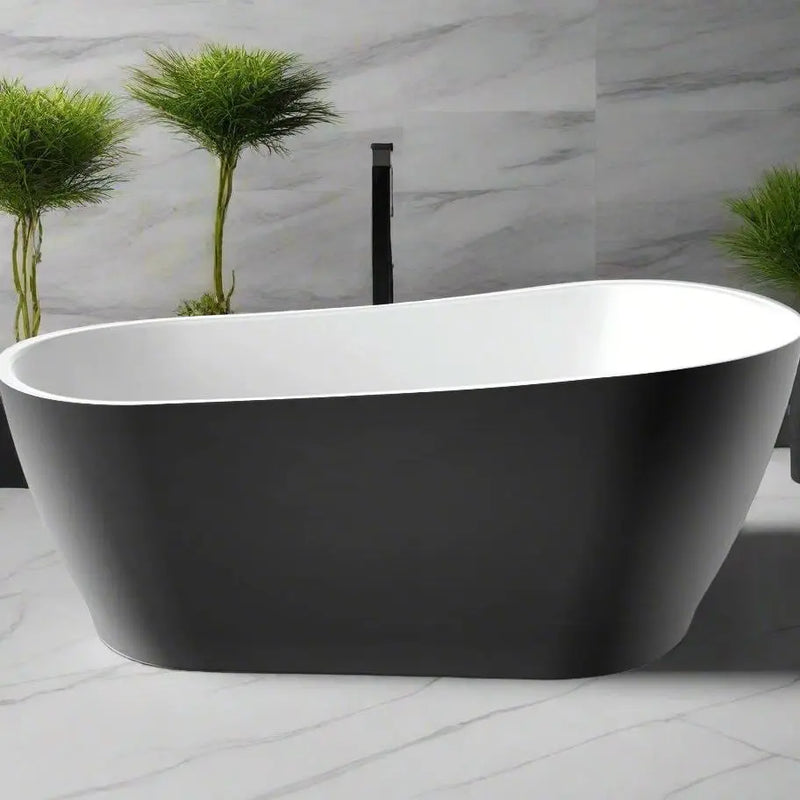 CANNES Black & White Freestanding Bathtub - Aqualux Bathrooms- Mercio