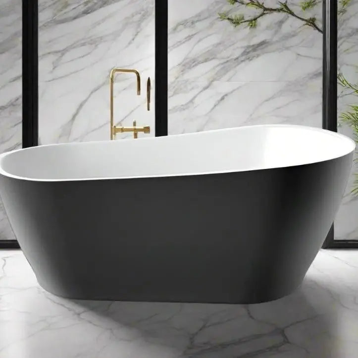 CANNES Black & White Freestanding Bathtub - Aqualux Bathrooms- Mercio