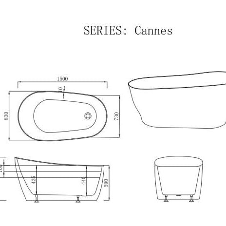 CANNES Black & White Freestanding Bathtub