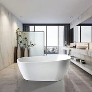 Cannes 1500mm Freestanding Designer Gloss White Bathtub - Aqualux Bathrooms- Mercio
