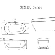 Cannes 1500mm Freestanding Designer Gloss White Bathtub - Aqualux Bathrooms- Mercio