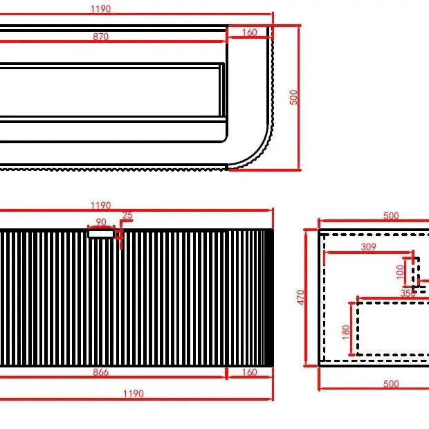 Avalon Wall Hung Vanity 1200 (Matte Black) - Aqualux Bathrooms- Poseidon