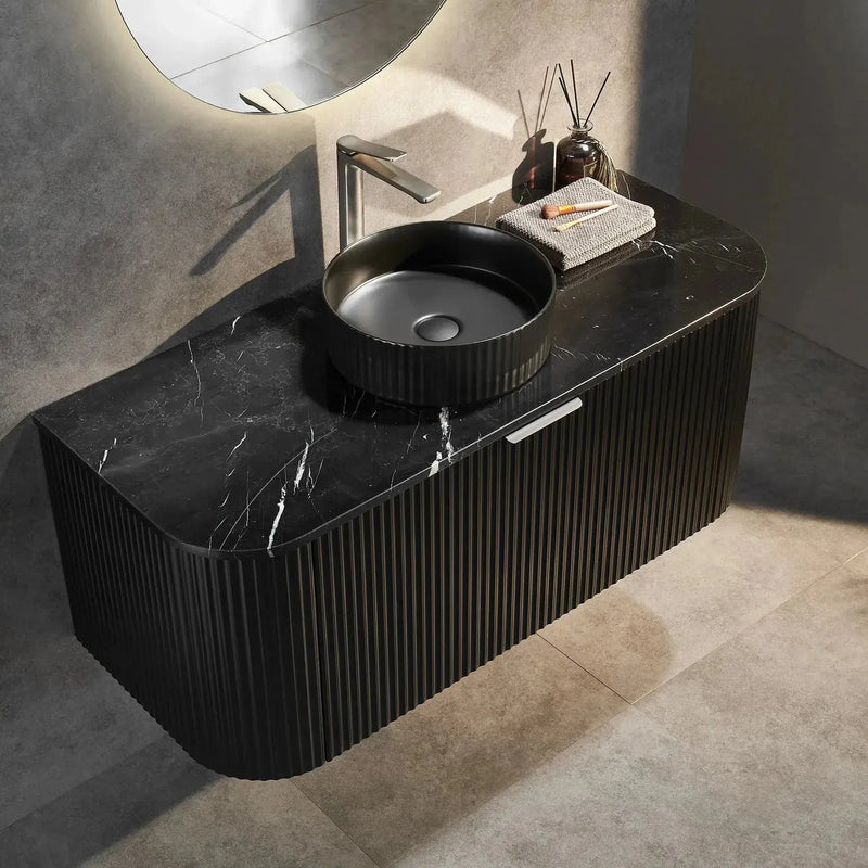 Avalon Wall Hung Vanity 1200 (Matte Black) - Aqualux Bathrooms- Poseidon