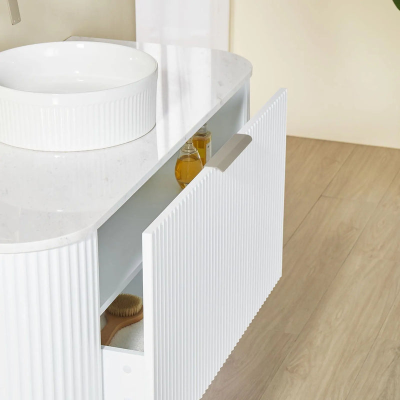 Avalon Wall Hung Vanity 1200 (Matte White) - Aqualux Bathrooms- Poseidon