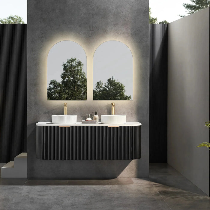 Avalon Wall Hung Vanity 1500 (Matte Black/Double Bowl)