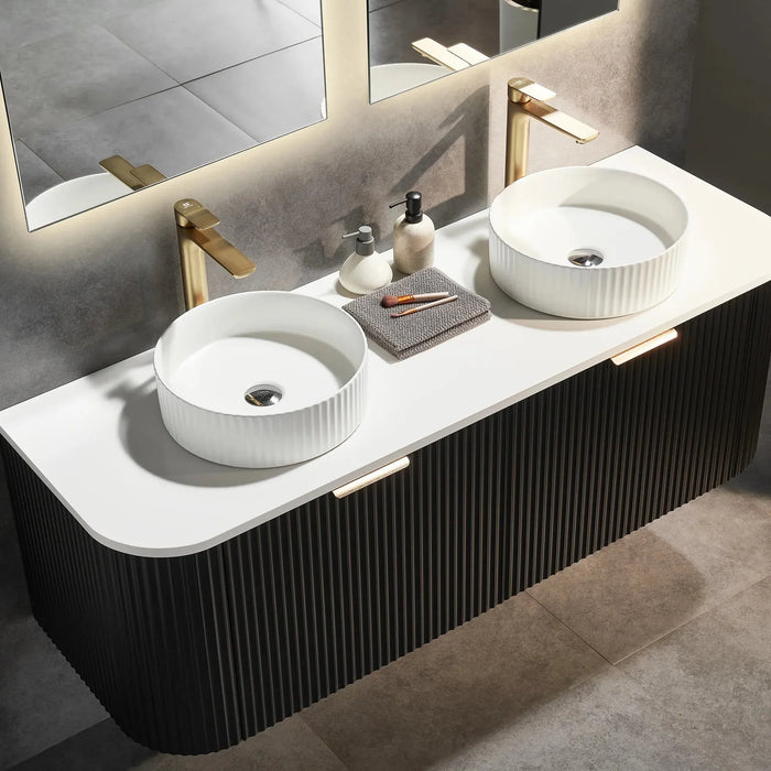 Avalon Wall Hung Vanity 1500 (Matte Black/Double Bowl)