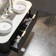 Avalon Wall Hung Vanity 1500 (Matte Black/Double Bowl) - Aqualux Bathrooms- Poseidon