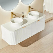 Avalon Wall Hung Vanity 1500 (Matte White/Double Bowl) - Aqualux Bathrooms- Poseidon