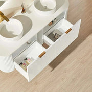 Avalon Wall Hung Vanity 1500 (Matte White/Double Bowl) - Aqualux Bathrooms- Poseidon