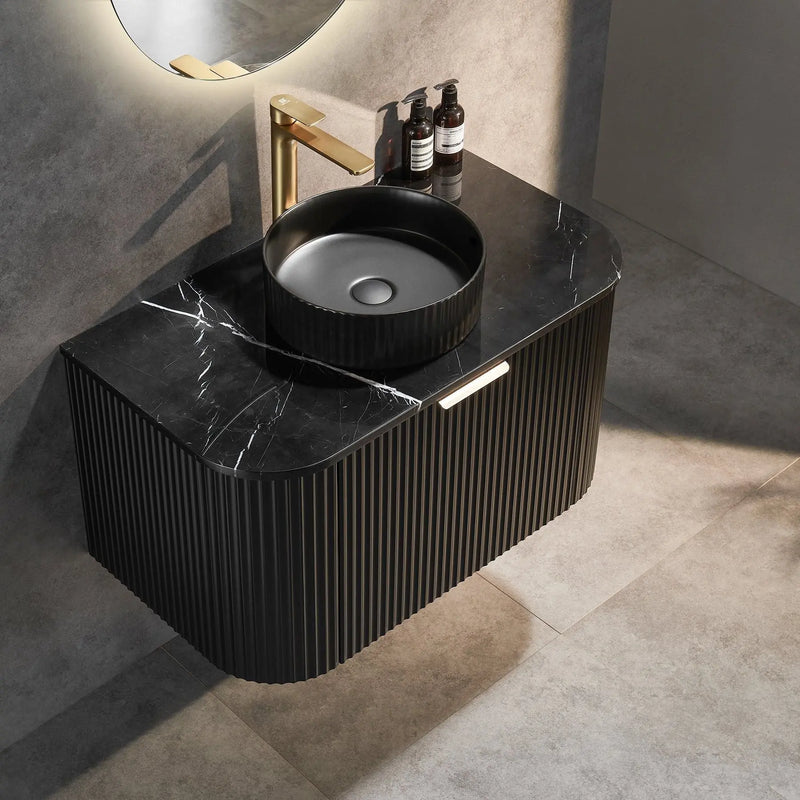 Avalon Wall Hung Vanity 750 (Matte Black) - Aqualux Bathrooms- Poseidon
