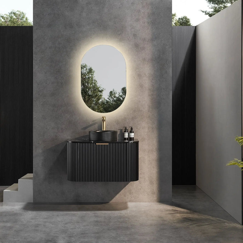Avalon Wall Hung Vanity 900 (Matte Black) - Aqualux Bathrooms- Poseidon