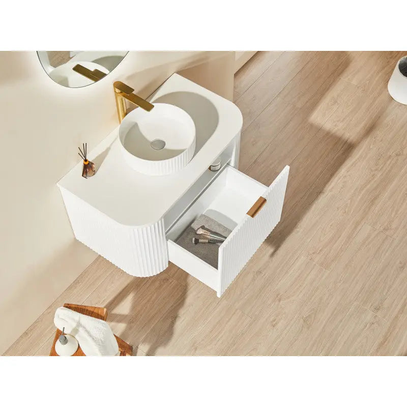 Avalon Wall Hung Vanity 750 (Matte White) - Aqualux Bathrooms- Poseidon