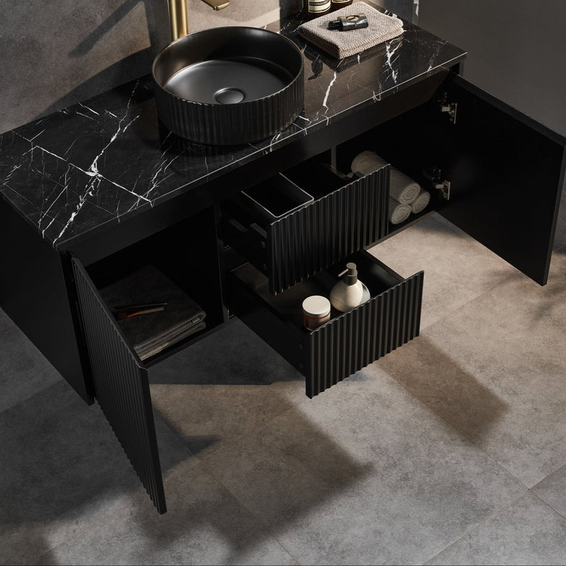 Brindabella Matte Black 1200mm Single Bowl Wall Hung Vanity