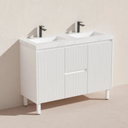 Brighton Freestanding Vanity 1200mm (Double Bowl/Matte White) - Aqualux Bathrooms- Poseidon