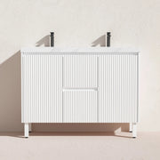 Brighton Freestanding Vanity 1200mm (Double Bowl/Matte White) - Aqualux Bathrooms- Poseidon