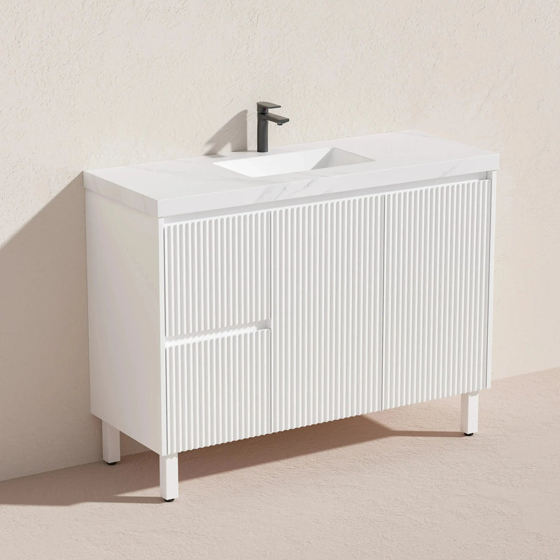 Brighton Freestanding Vanity 1200mm (Matte White) - Aqualux Bathrooms- Poseidon