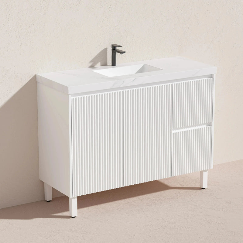 Brighton Freestanding Vanity 1200mm (Matte White) - Aqualux Bathrooms- Poseidon