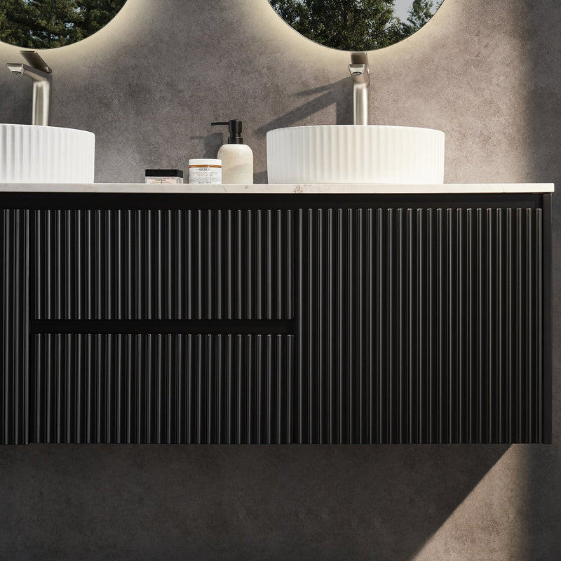 Brindabella Matte Black 1500mm Double Bowl Wall Hung Vanity