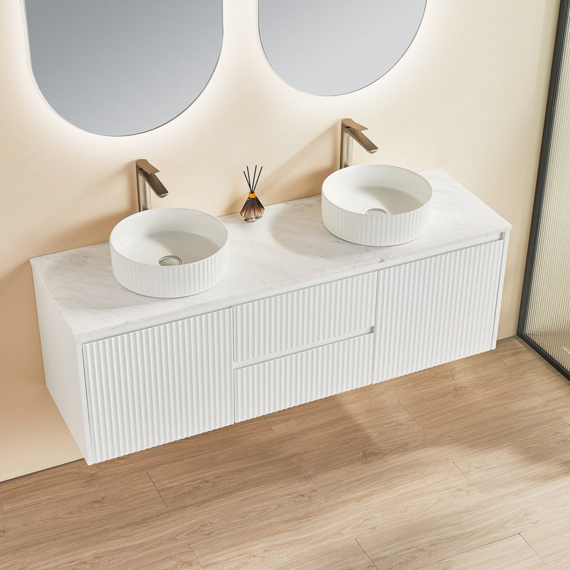 Brindabella Matte White 1500mm Double Bowl Wall Hung Vanity
