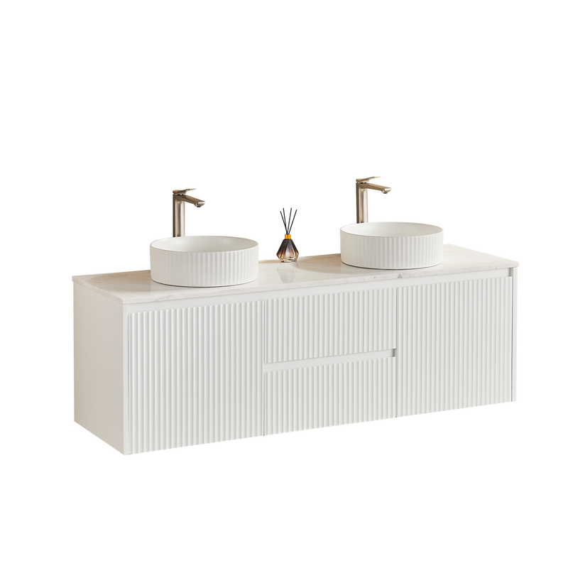 Brindabella Matte White 1500mm Double Bowl Wall Hung Vanity